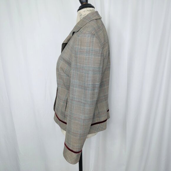 Vintage 90s Louis Feraud Blazer 8 Medium Gray Plaid - Picture 5 of 8